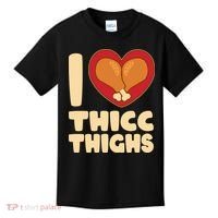 Funny Thanksgiving I Heart Thicc Thighs Kids T-Shirt thumb 0
