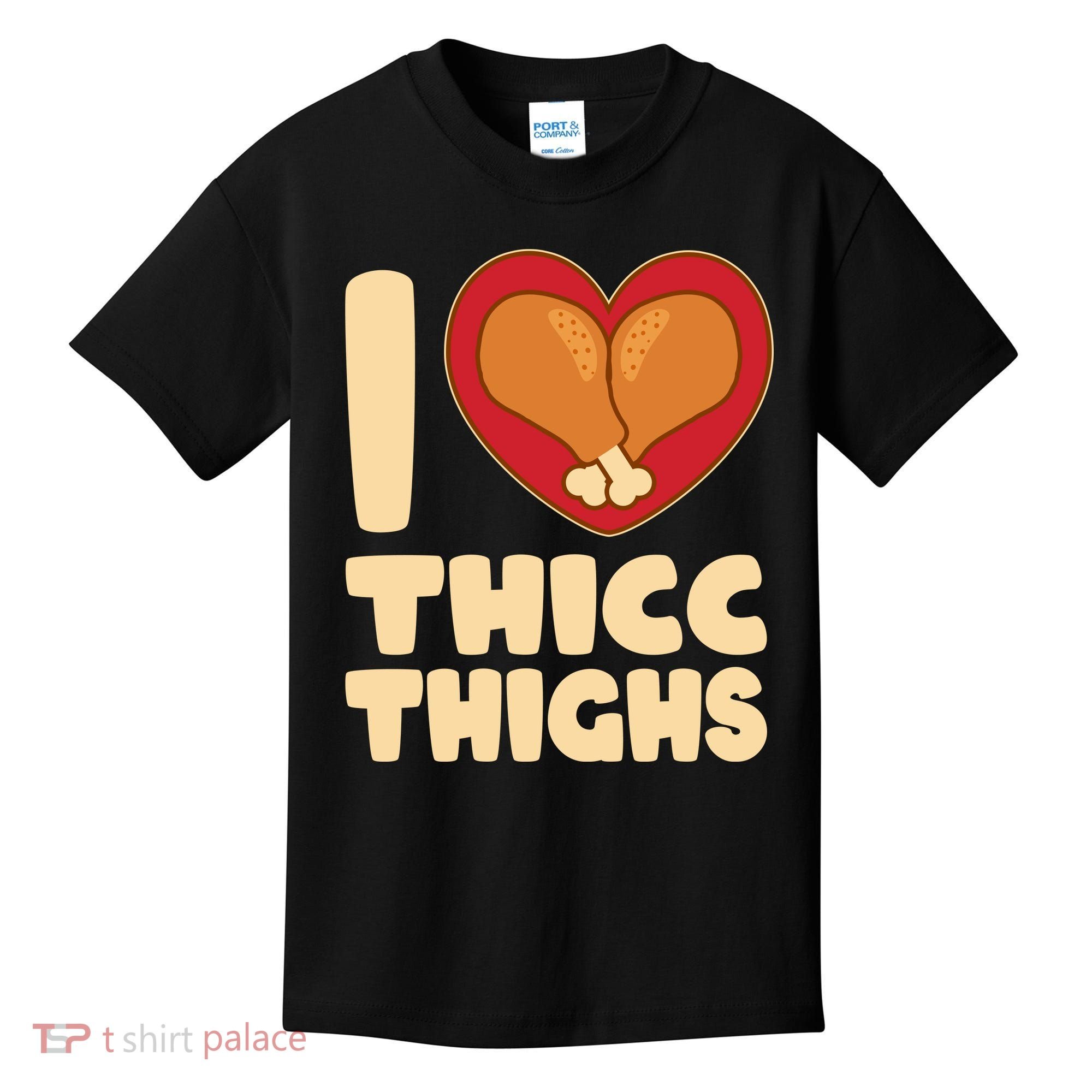 Funny Thanksgiving I Heart Thicc Thighs Kids T-Shirt