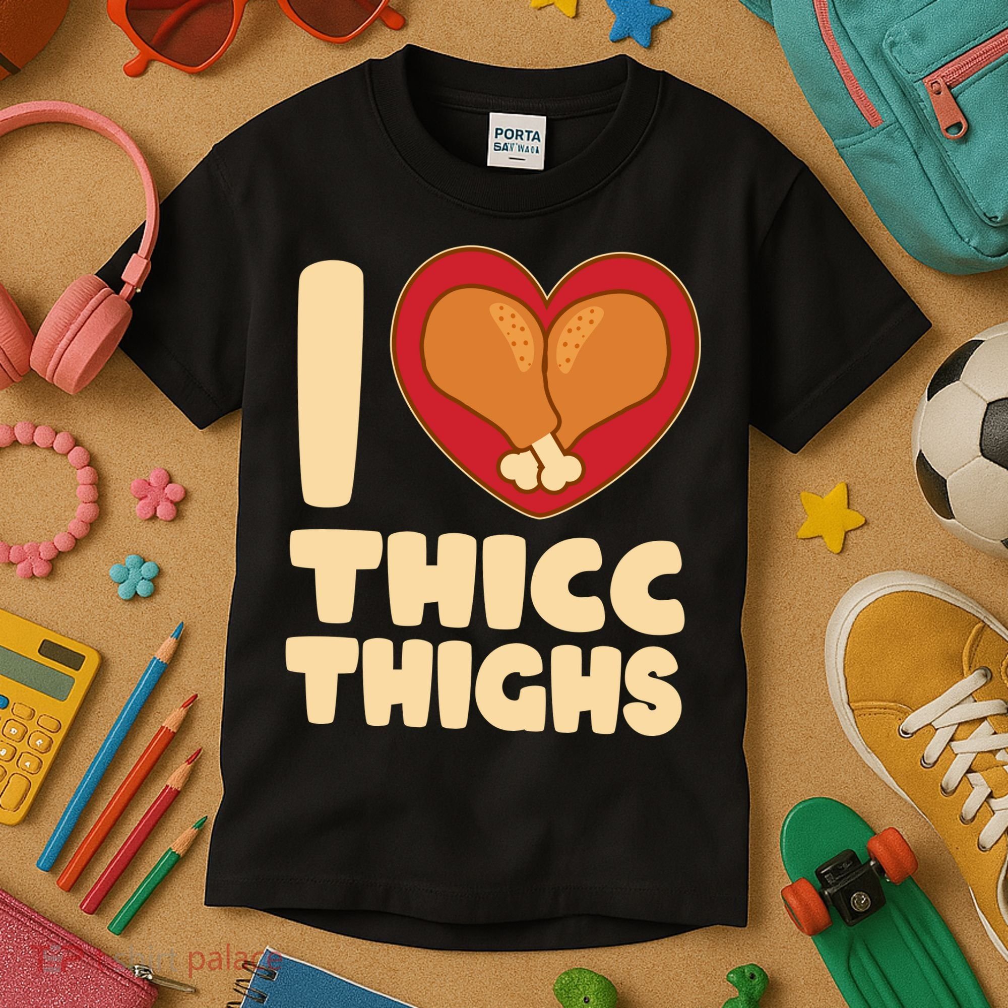 Funny Thanksgiving I Heart Thicc Thighs Kids T-Shirt