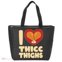 Funny Thanksgiving I Heart Thicc Thighs Tote Bag thumb 0