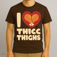 Funny Thanksgiving I Heart Thicc Thighs T-Shirt thumb 3