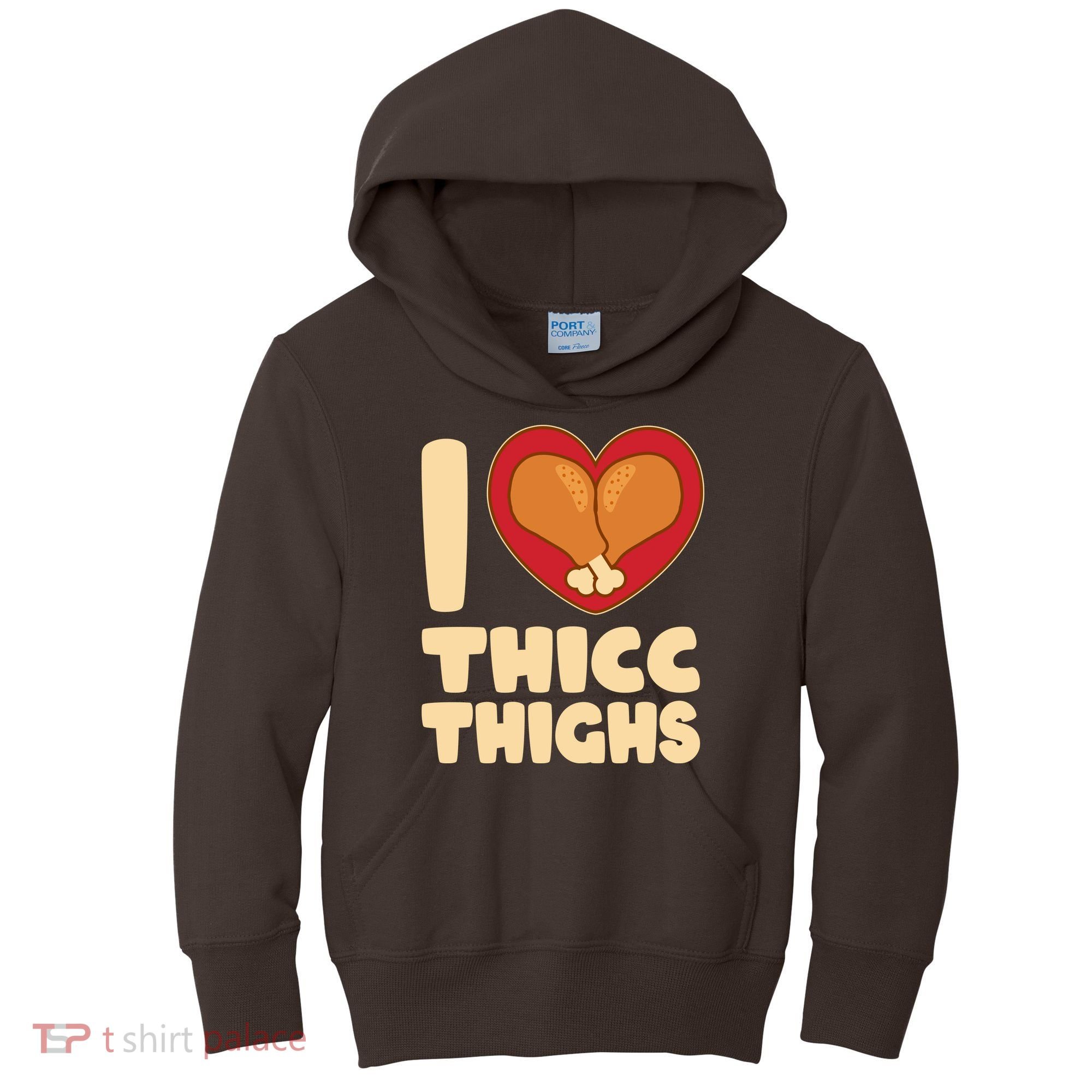 Funny Thanksgiving I Heart Thicc Thighs Kids Hoodie