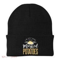 Funny Thanksgiving Im Just Here For The Mashed Potato Beanie thumb 0