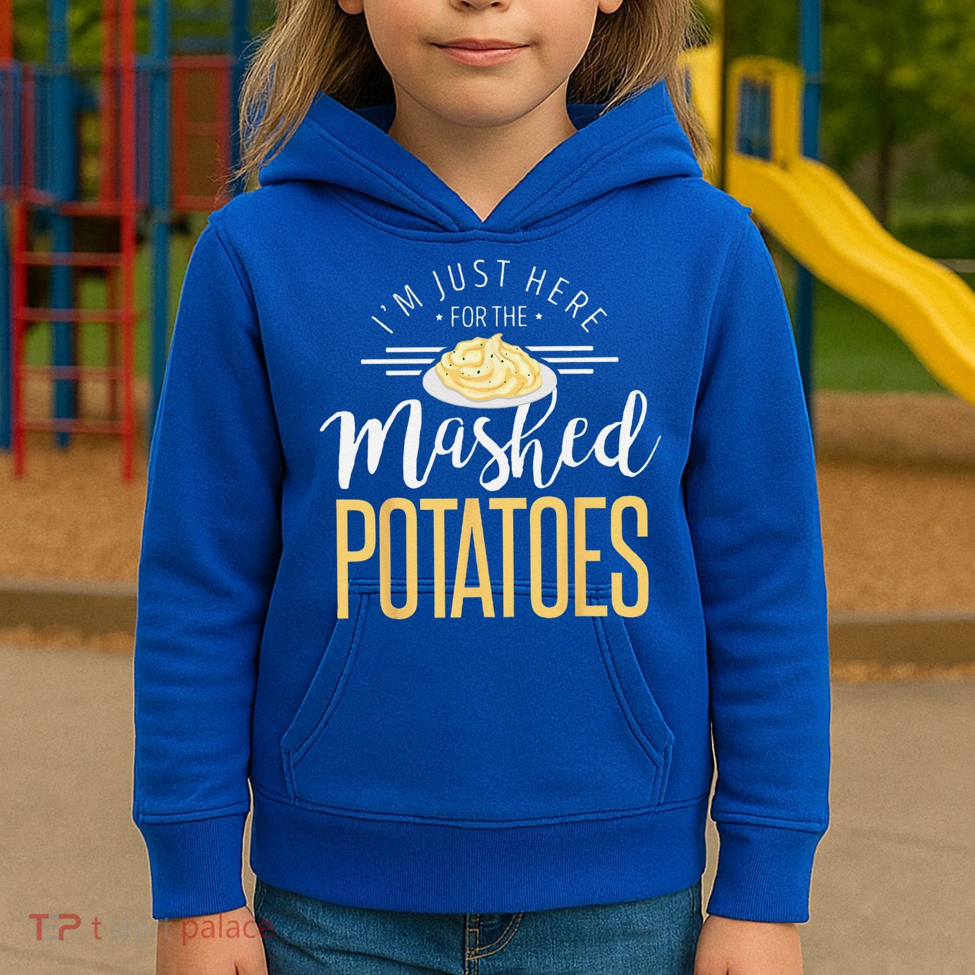 Funny Thanksgiving Im Just Here For The Mashed Potato Kids Hoodie