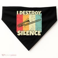 Funny Trombone Instrument I Destroy Silence For Trombone USA-Made Doggie Bandana thumb 0
