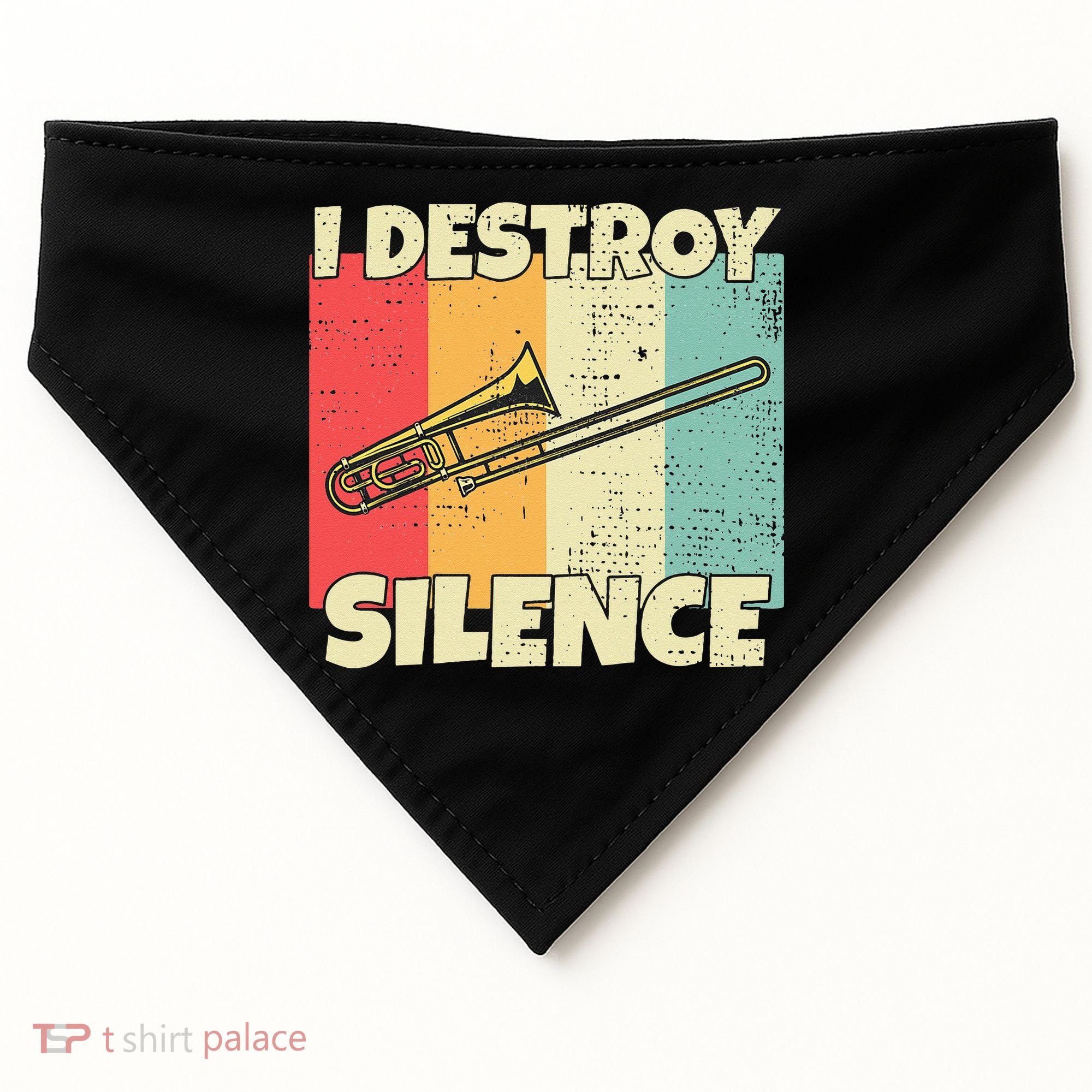 Funny Trombone Instrument I Destroy Silence For Trombone USA-Made Doggie Bandana