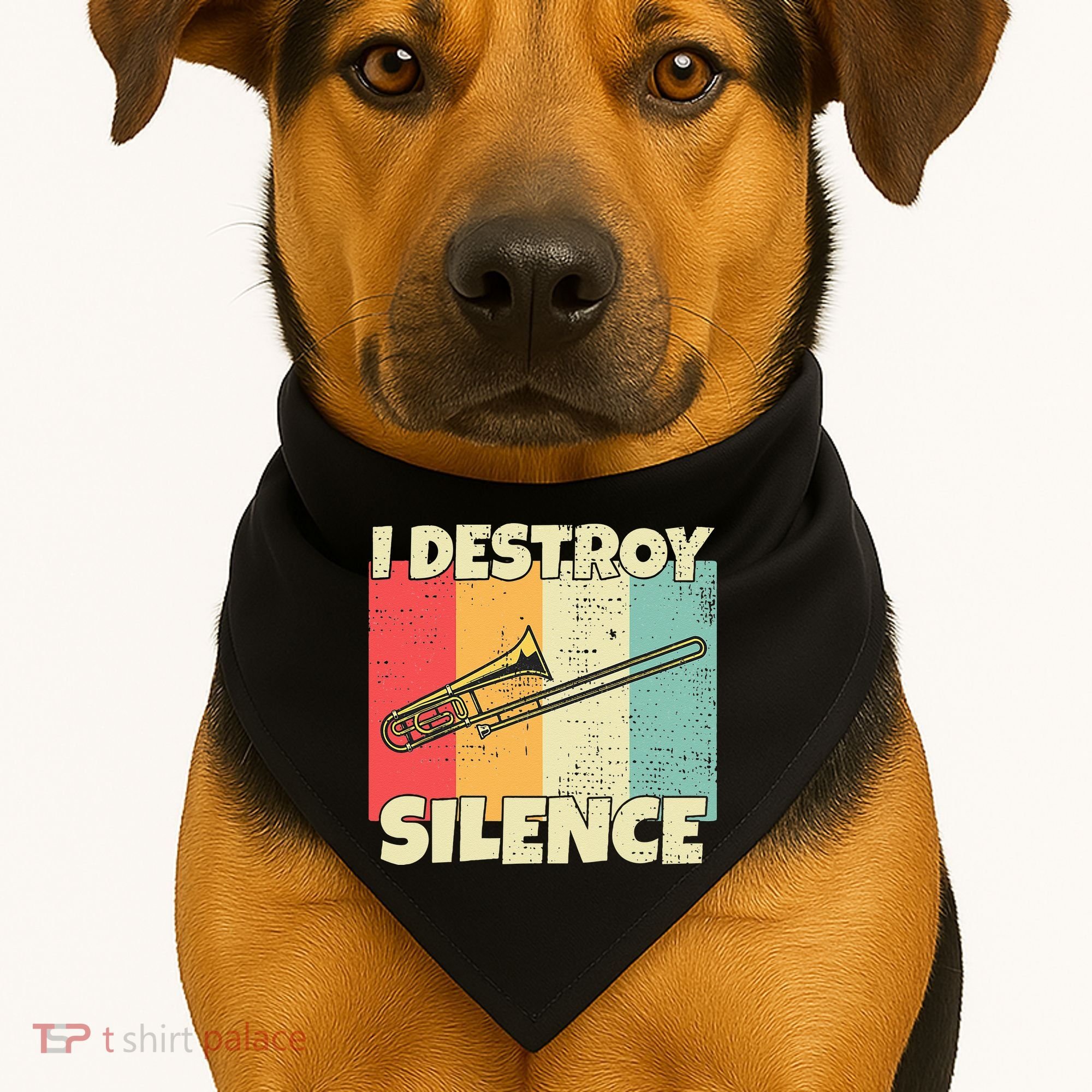 Funny Trombone Instrument I Destroy Silence For Trombone USA-Made Doggie Bandana
