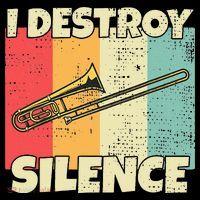 Funny Trombone Instrument I Destroy Silence For Trombone Hoodie thumb 7