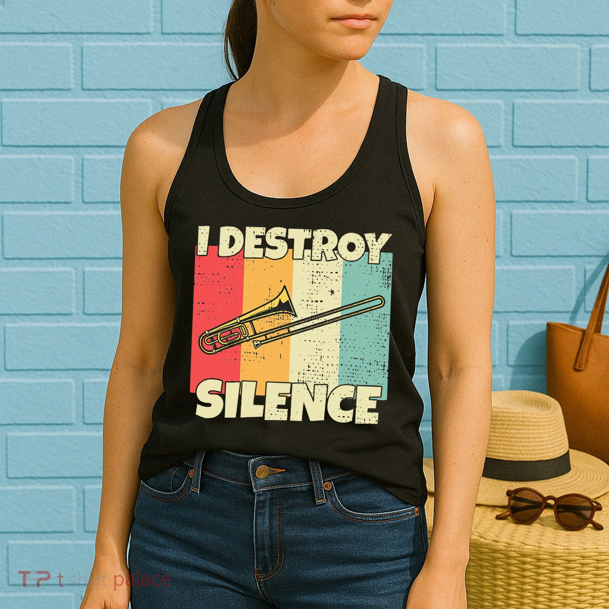 Funny Trombone Instrument I Destroy Silence For Trombone Women's Tank Top