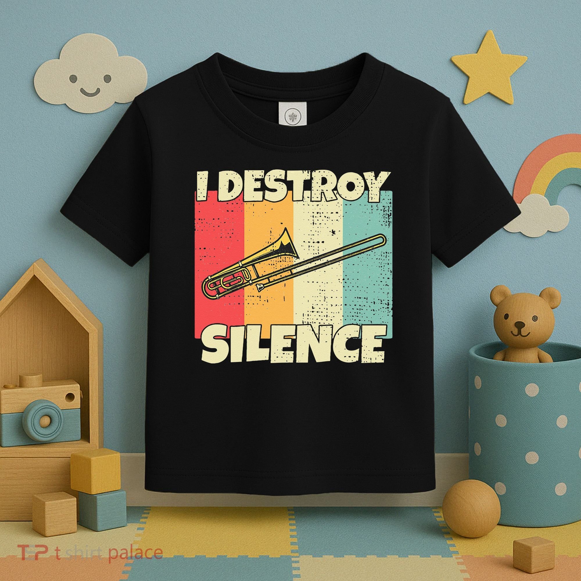 Funny Trombone Instrument I Destroy Silence For Trombone Toddler T-Shirt