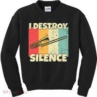 Funny Trombone Instrument I Destroy Silence For Trombone Kids Sweatshirt thumb 0