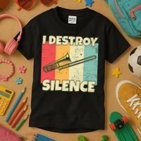 Funny Trombone Instrument I Destroy Silence For Trombone Kids T-Shirt thumb 3