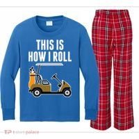 Funny This Is How I Roll Golf Cart Gift Kids Long Sleeve Plaid Pajama Set thumb 0