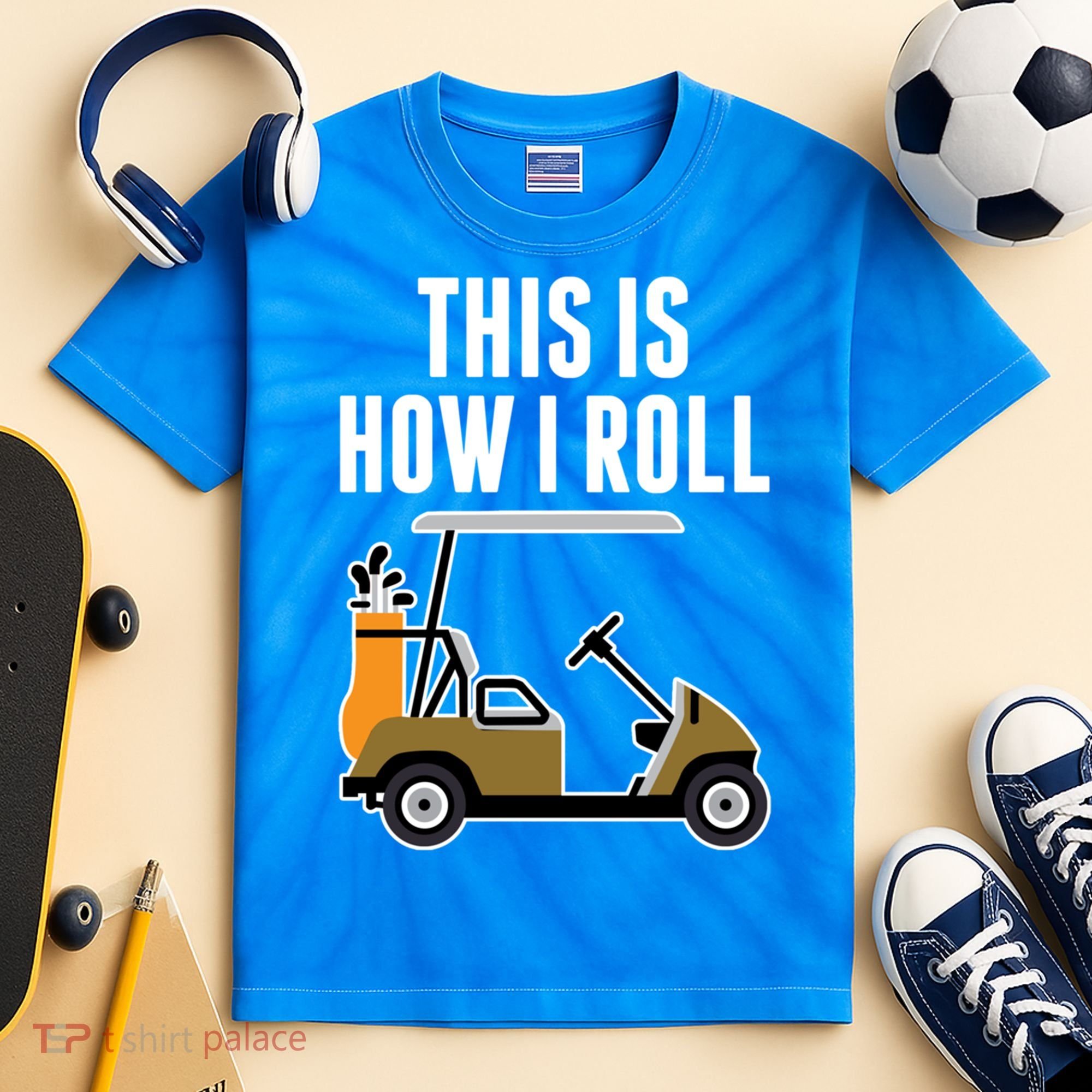 Funny This Is How I Roll Golf Cart Gift Kids Tie-Dye T-Shirt