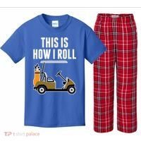 Funny This Is How I Roll Golf Cart Gift Kids Plaid Pajama Set thumb 0
