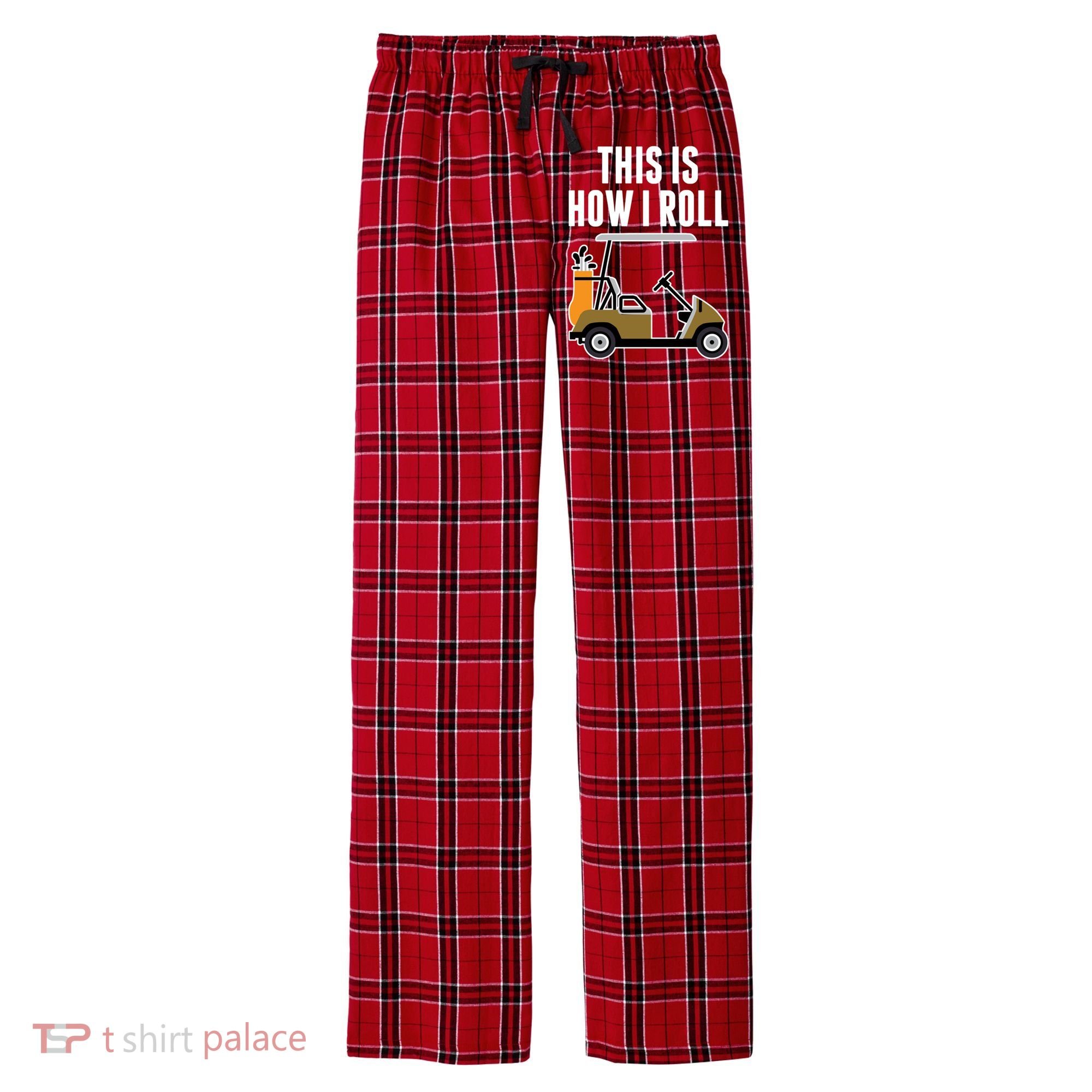 Funny This Is How I Roll Golf Cart Gift Men's Flannel Plaid Pajama Pants