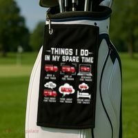 Firefighter Things I Do In My Spare Time Funny Fire Trucks Gift Golf Towel thumb 2
