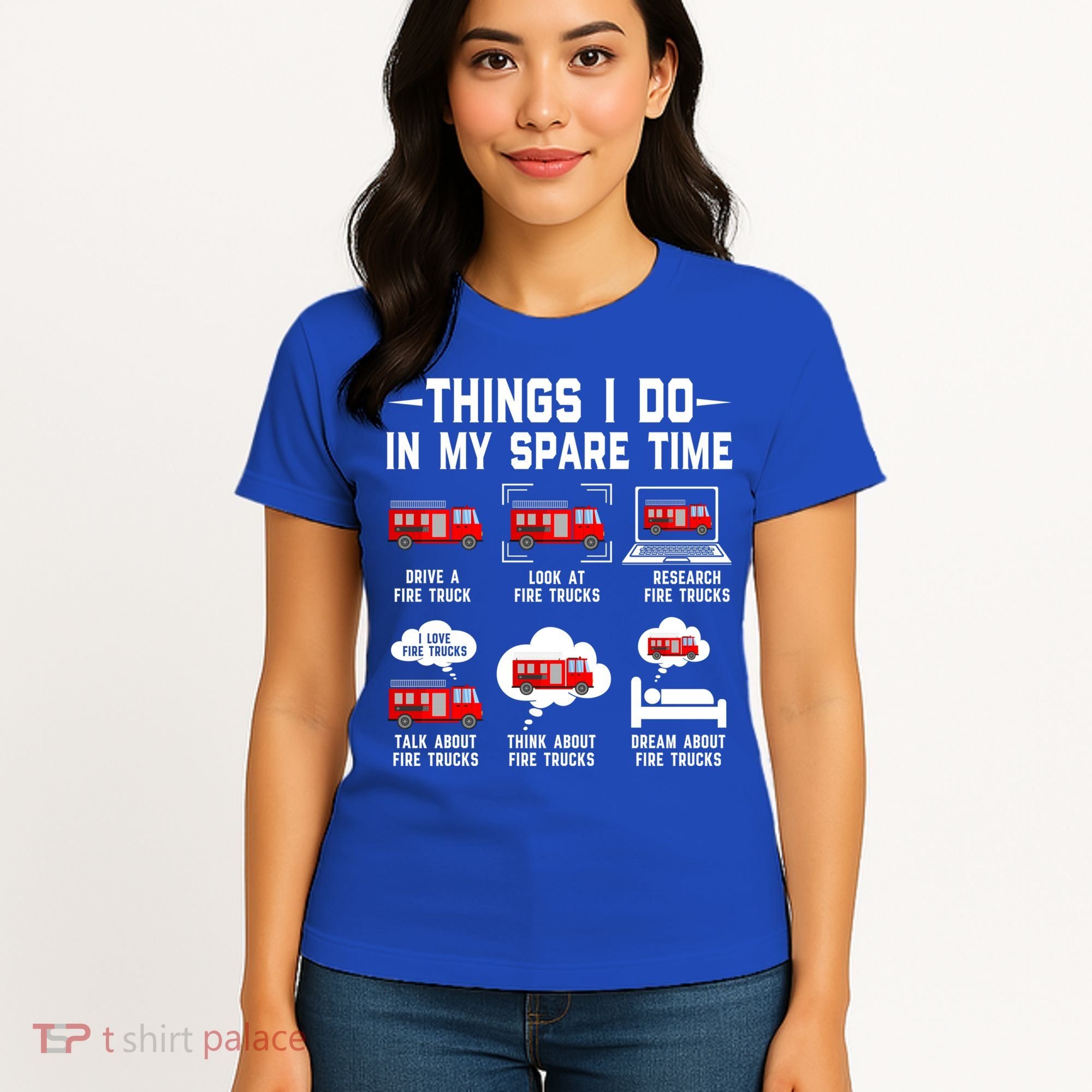 Firefighter Things I Do In My Spare Time Funny Fire Trucks Gift Women's T-Shirt