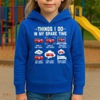 Firefighter Things I Do In My Spare Time Funny Fire Trucks Gift Kids Hoodie thumb 3
