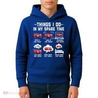 Firefighter Things I Do In My Spare Time Funny Fire Trucks Gift Kids Hoodie thumb 4