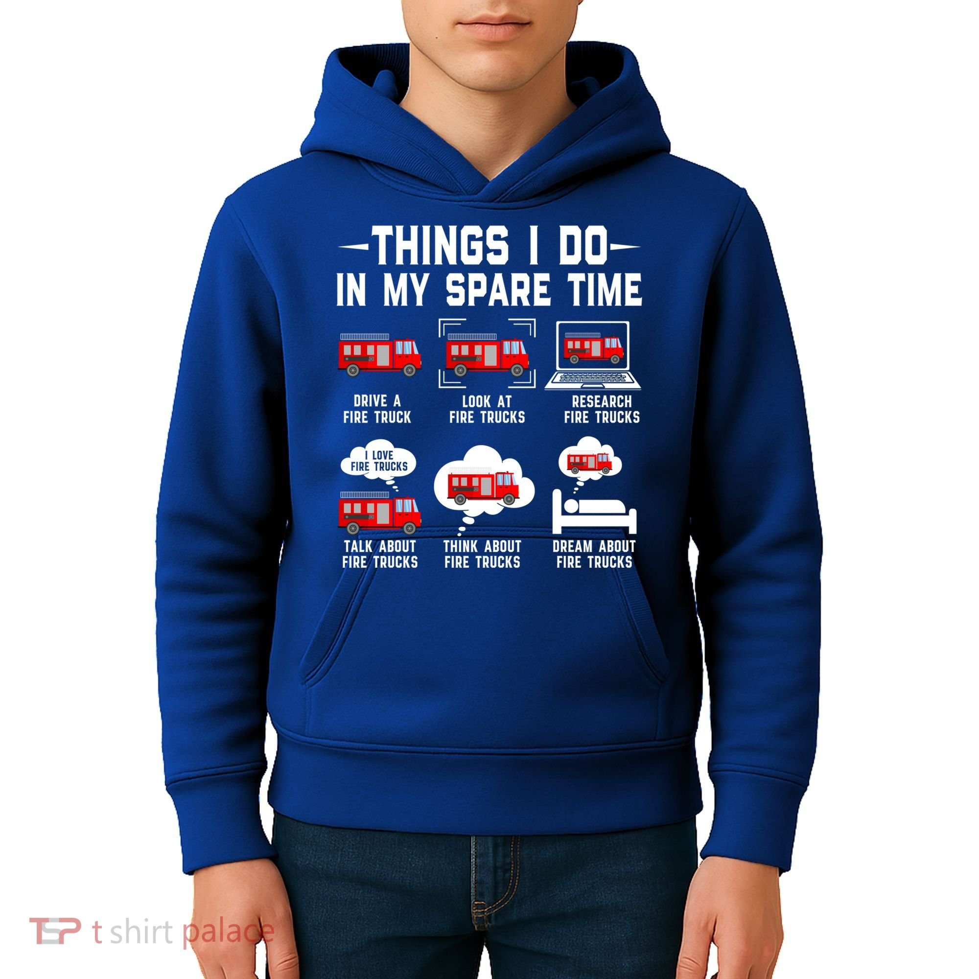 Firefighter Things I Do In My Spare Time Funny Fire Trucks Gift Kids Hoodie