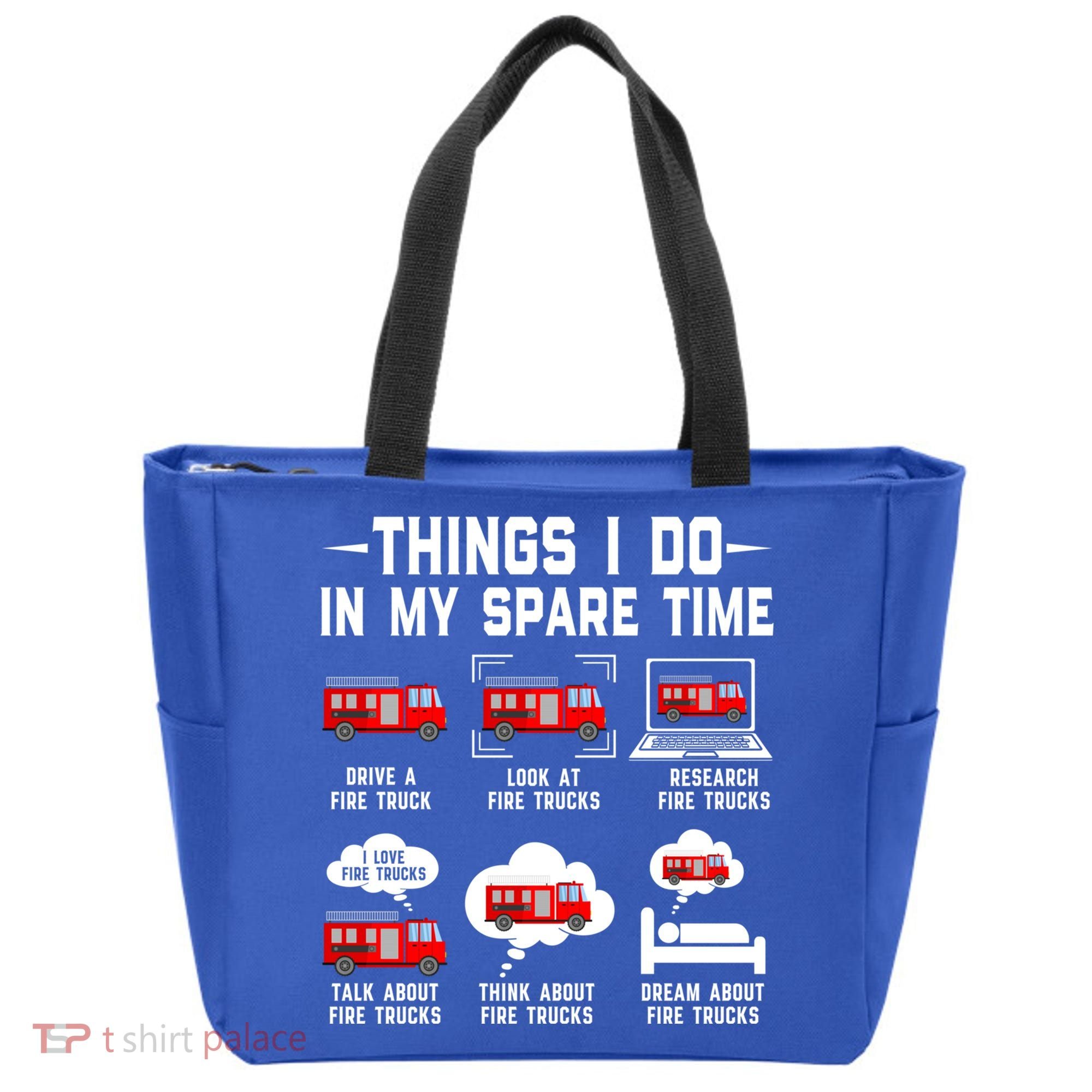 Firefighter Things I Do In My Spare Time Funny Fire Trucks Gift Tote Bag