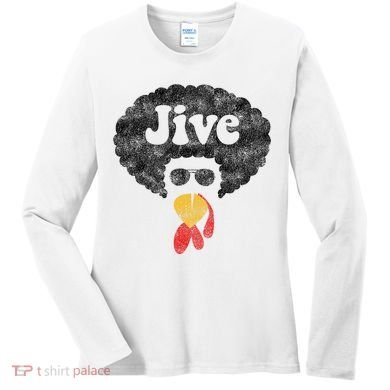 Funny Thanksgiving Jive Gift Vintage Distressed Turkey Face Women's Long Sleeve Shirt