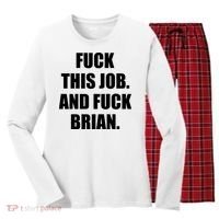 Fuck This Job And Fuck Brian Women's Long Sleeve Flannel Pajama Set  thumb 0