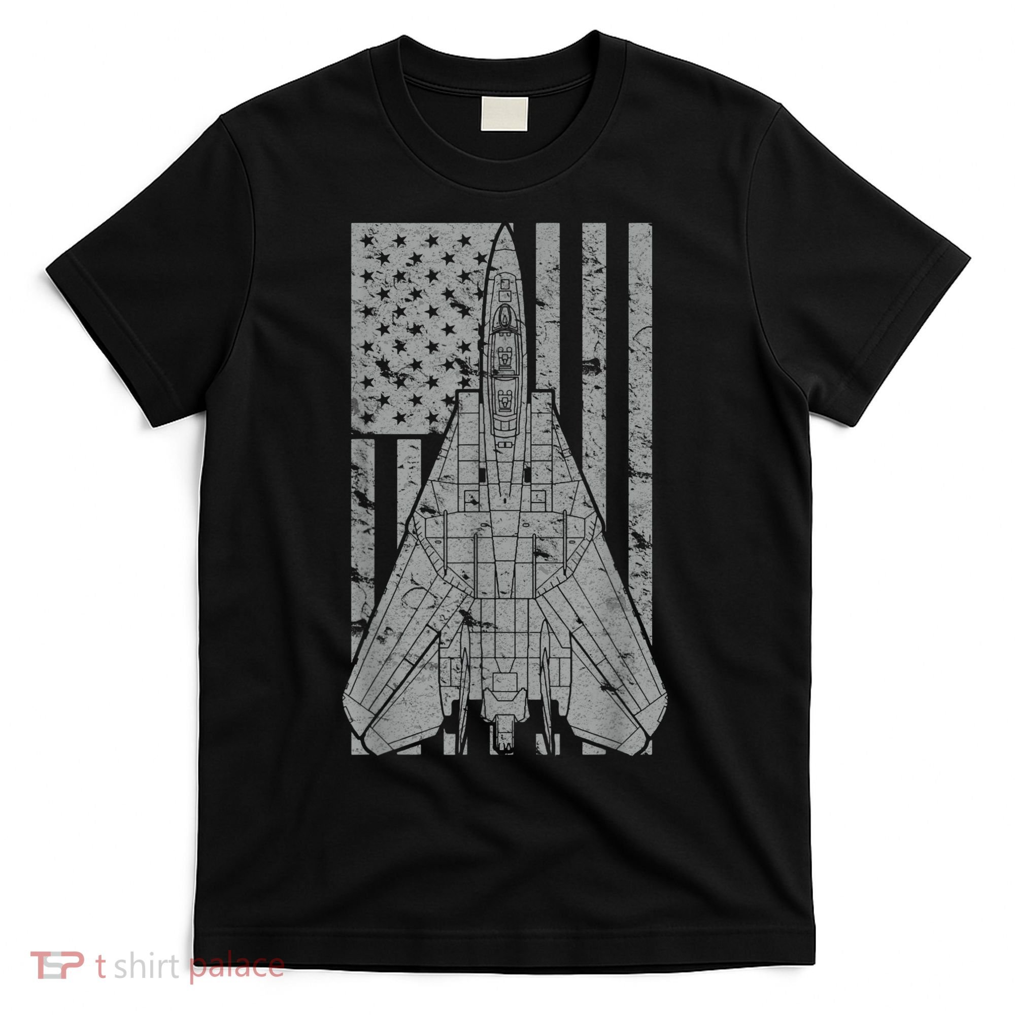 F14 Tomcat Jet Fighter Vintage American Flag T-Shirt