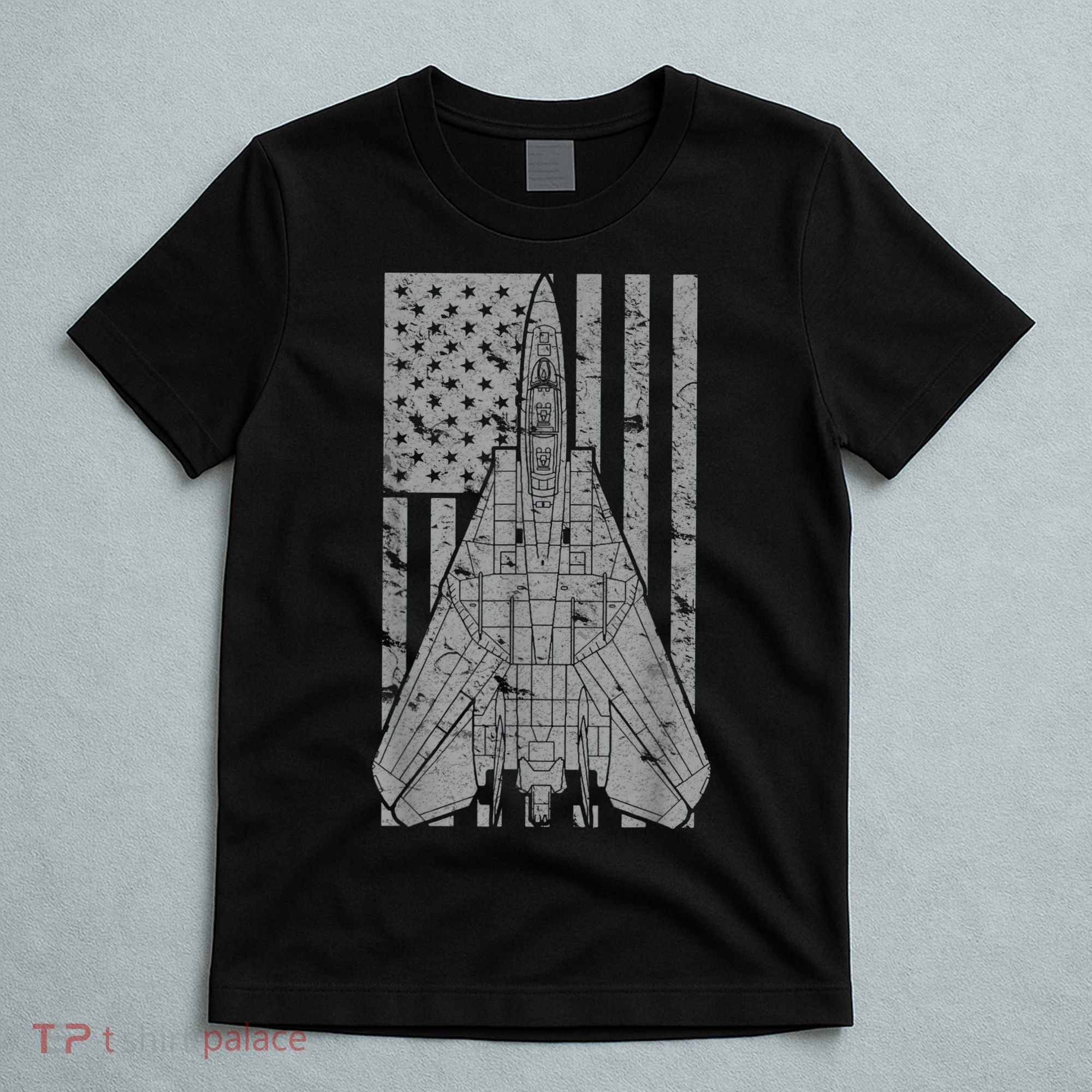 F14 Tomcat Jet Fighter Vintage American Flag T-Shirt