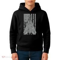 F14 Tomcat Jet Fighter Vintage American Flag Kids Hoodie thumb 4