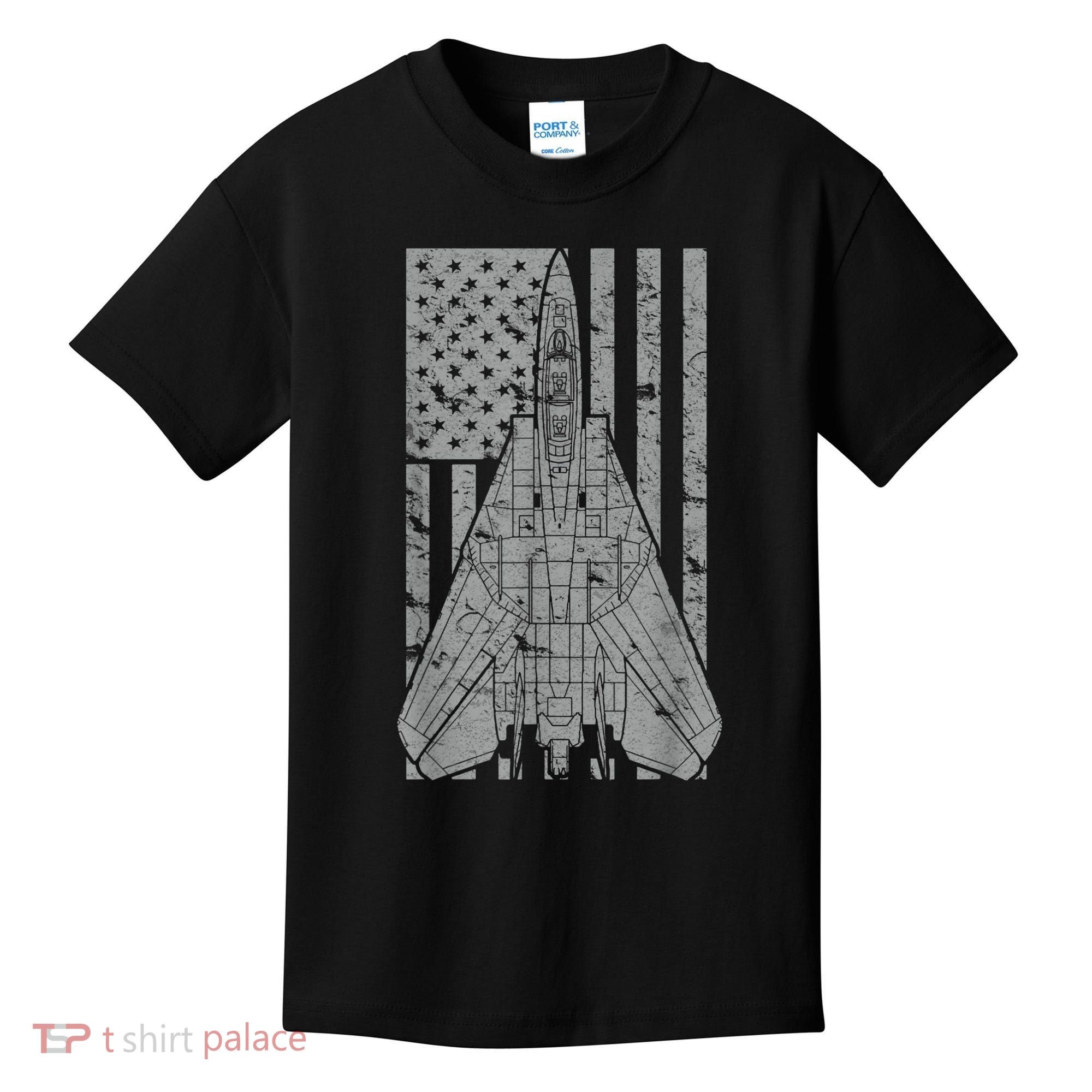F14 Tomcat Jet Fighter Vintage American Flag Kids T-Shirt