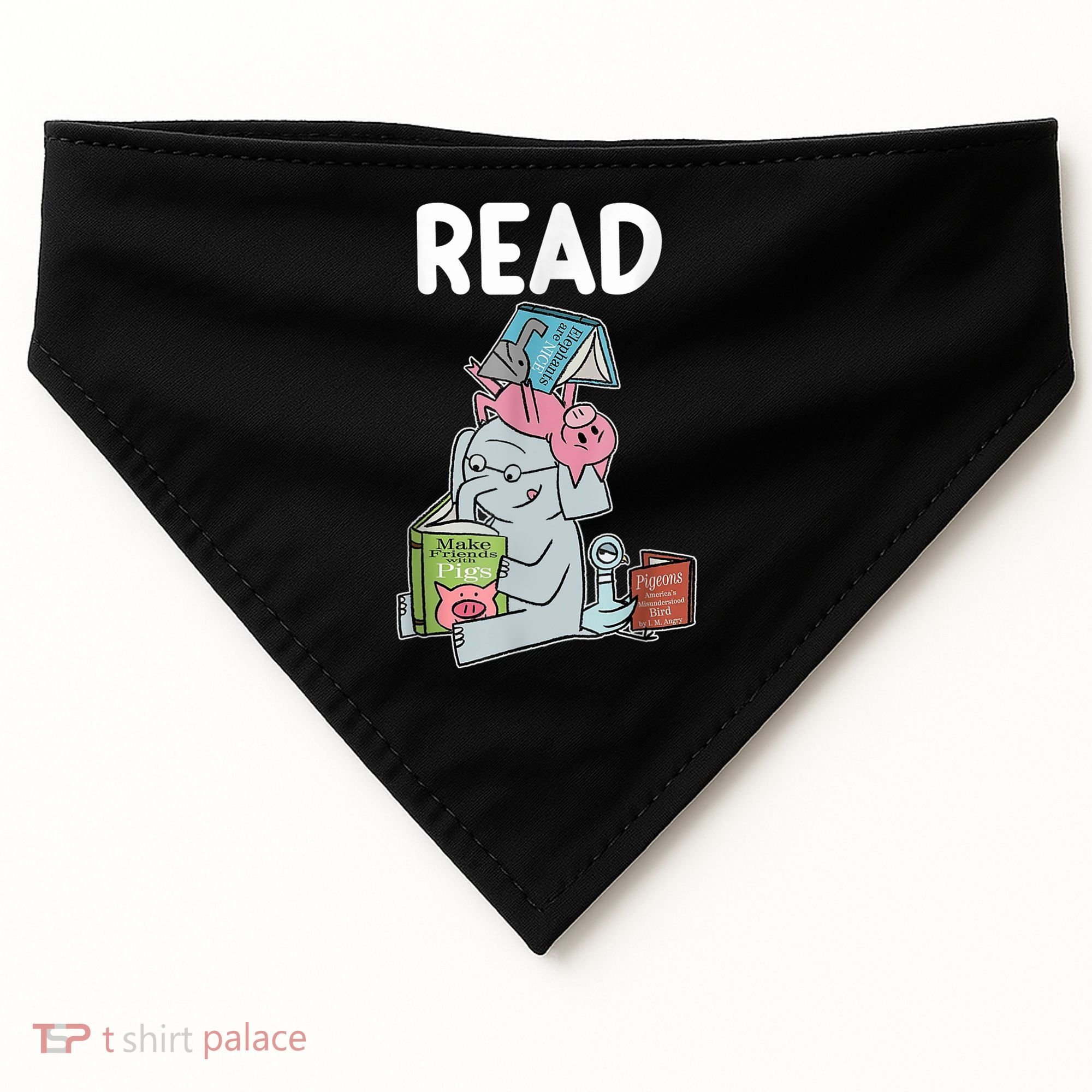 Funny Teacher Library Read Book Club Piggie Elephant Pigeons USA-Made Doggie Bandana