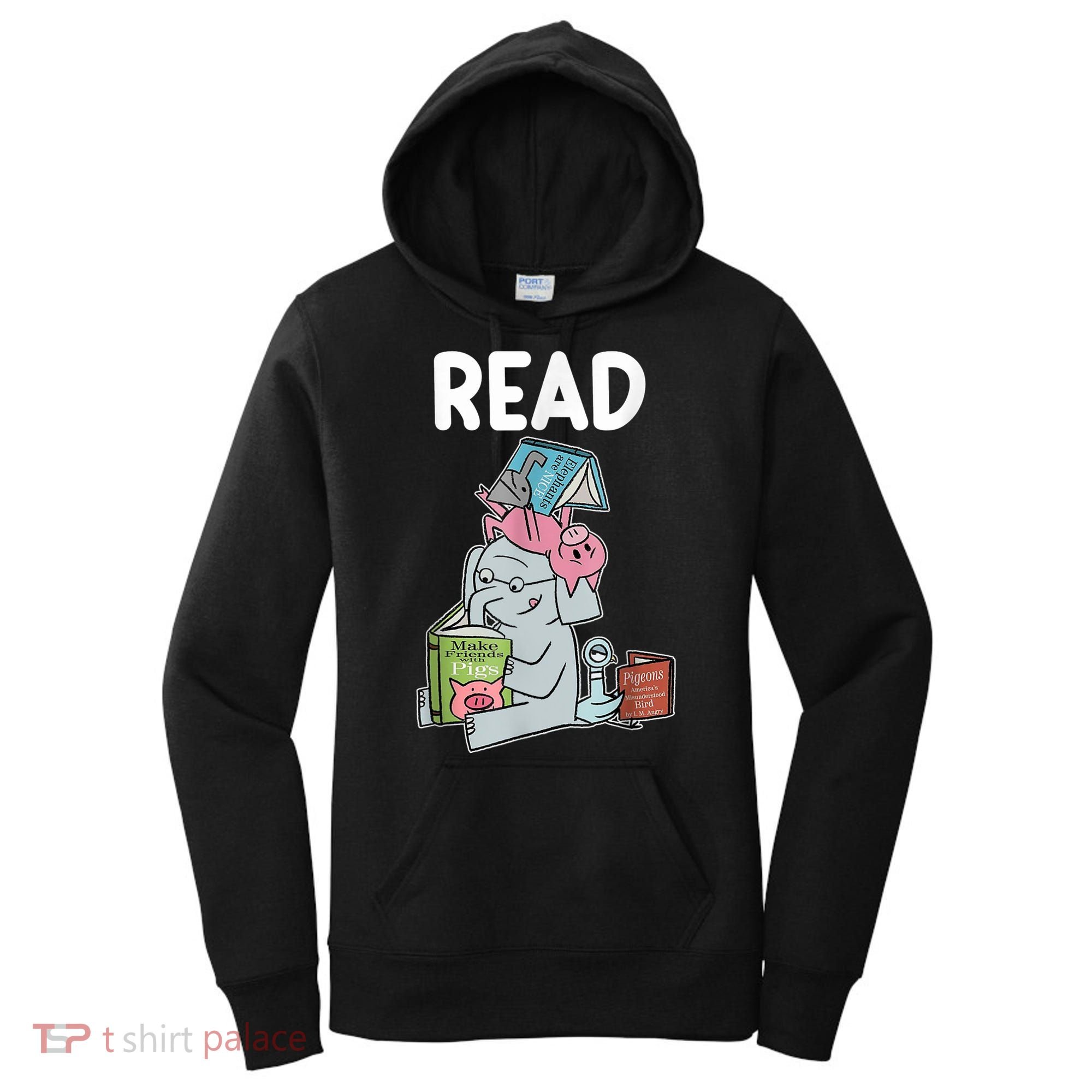 Funny Teacher Library Read Book Club Piggie Elephant Pigeons Women's Hoodie