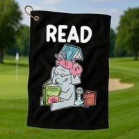 Funny Teacher Library Read Book Club Piggie Elephant Pigeons Golf Towel thumb 1