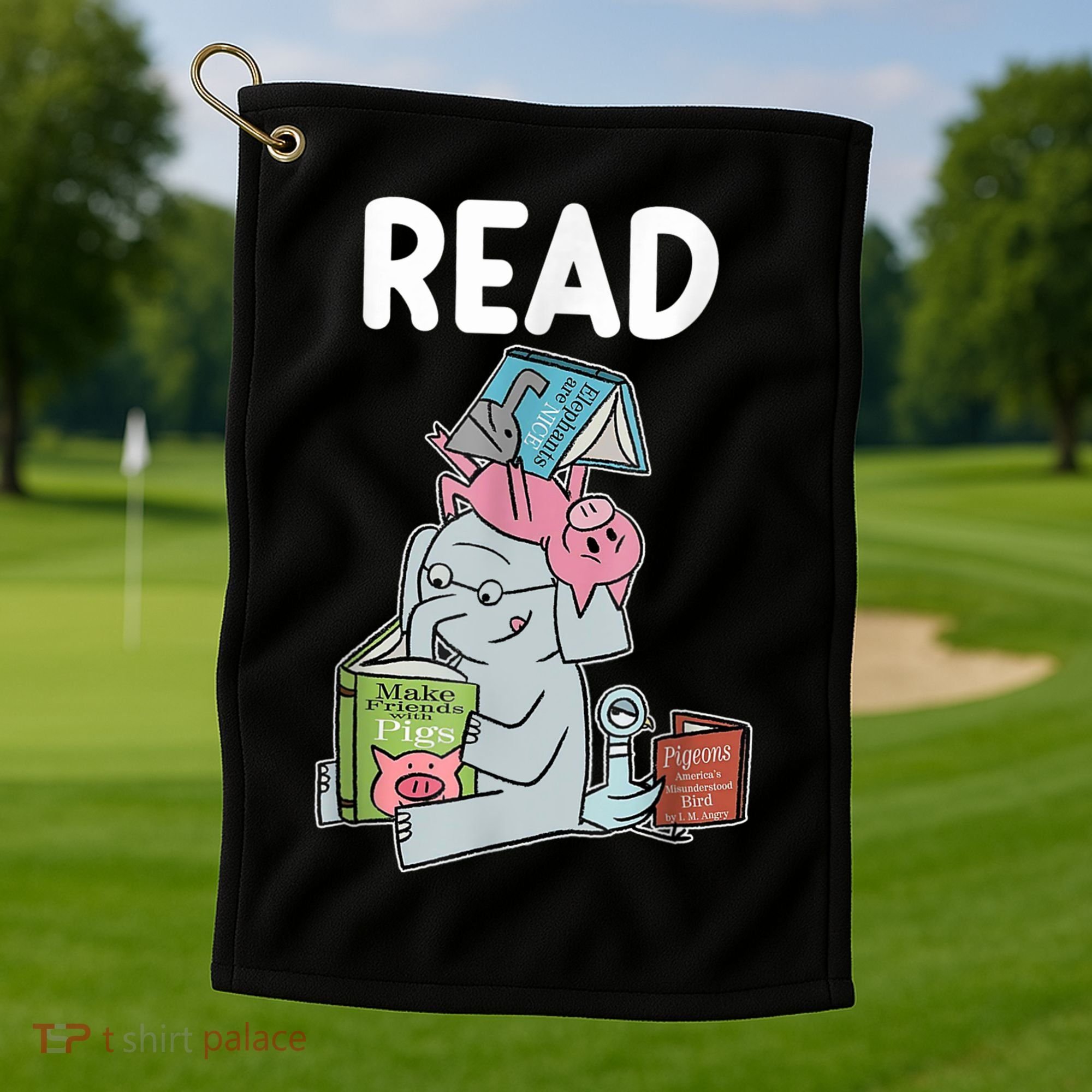 Funny Teacher Library Read Book Club Piggie Elephant Pigeons Golf Towel
