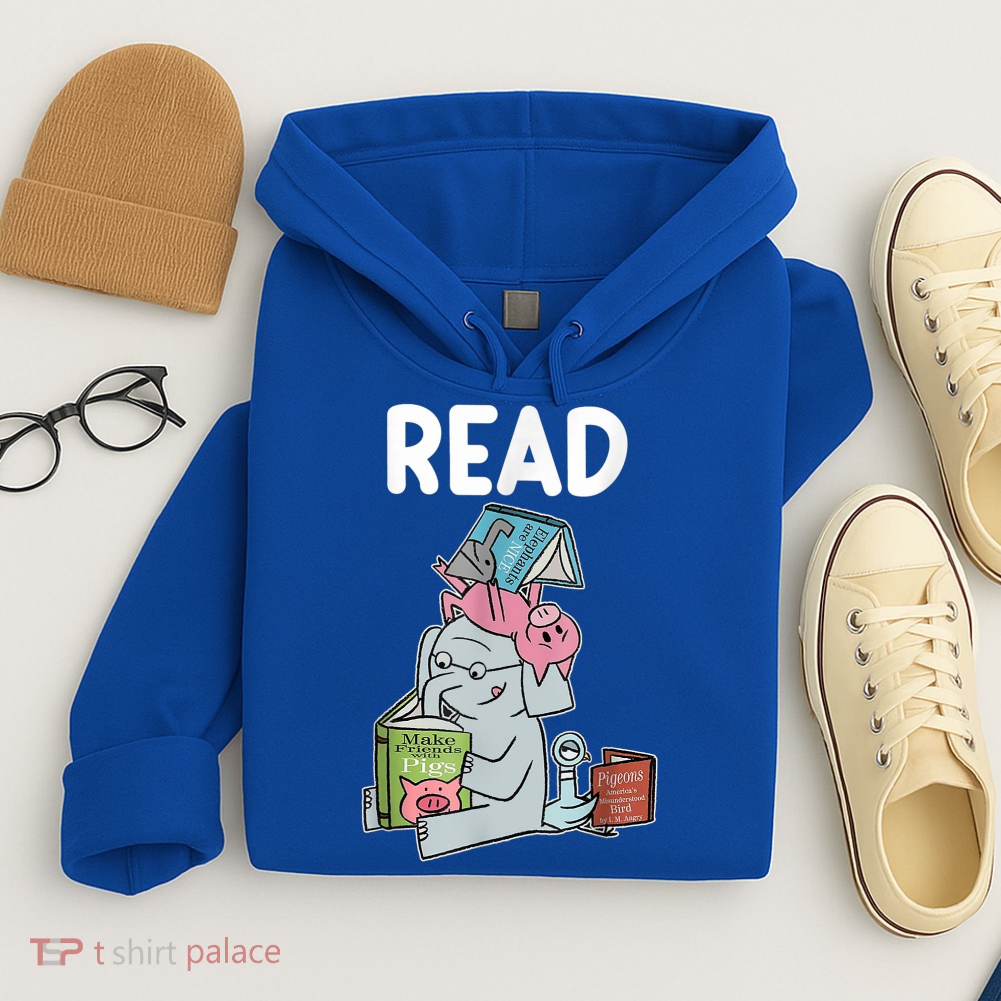 Funny Teacher Library Read Book Club Piggie Elephant Pigeons Hoodie
