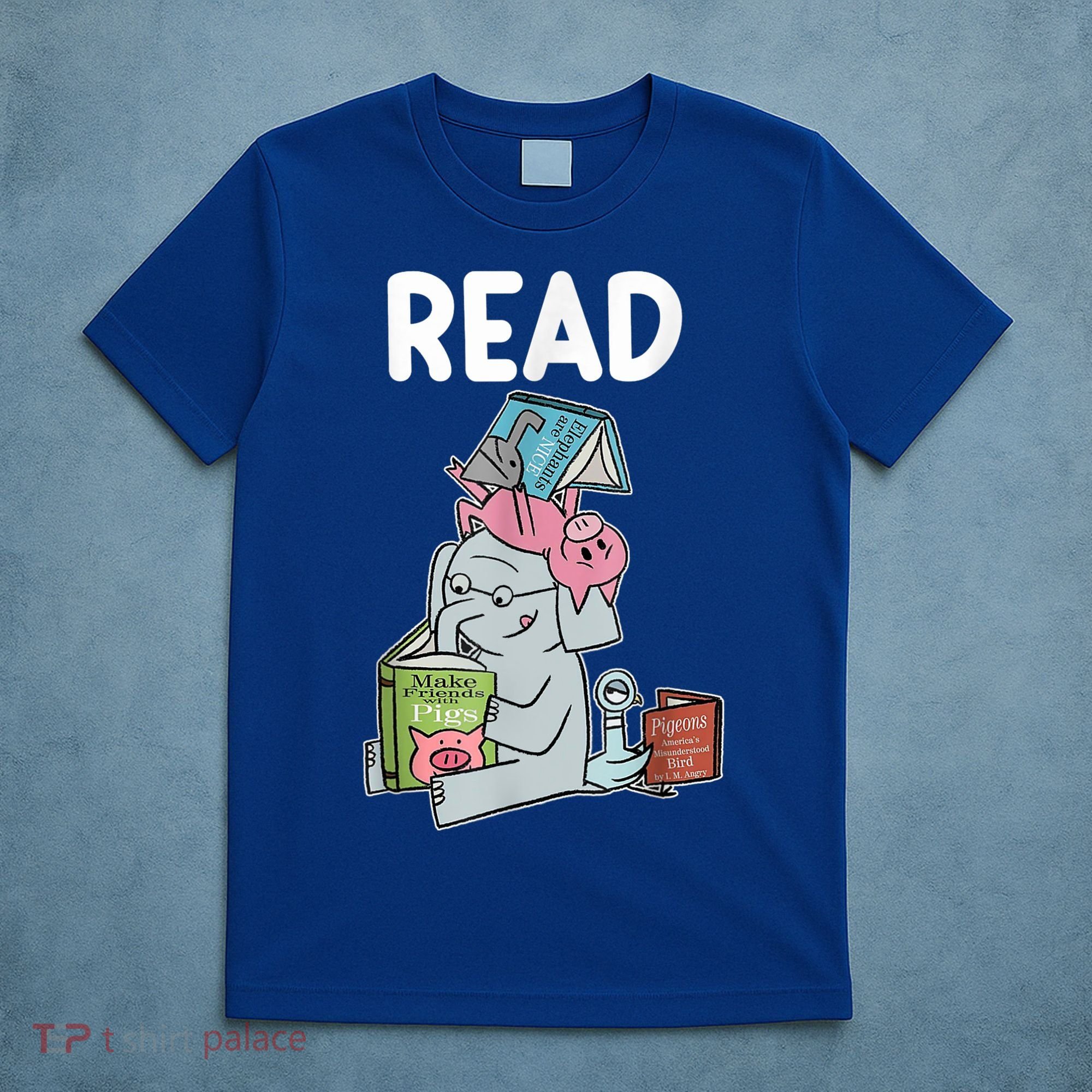 Funny Teacher Library Read Book Club Piggie Elephant Pigeons T-Shirt