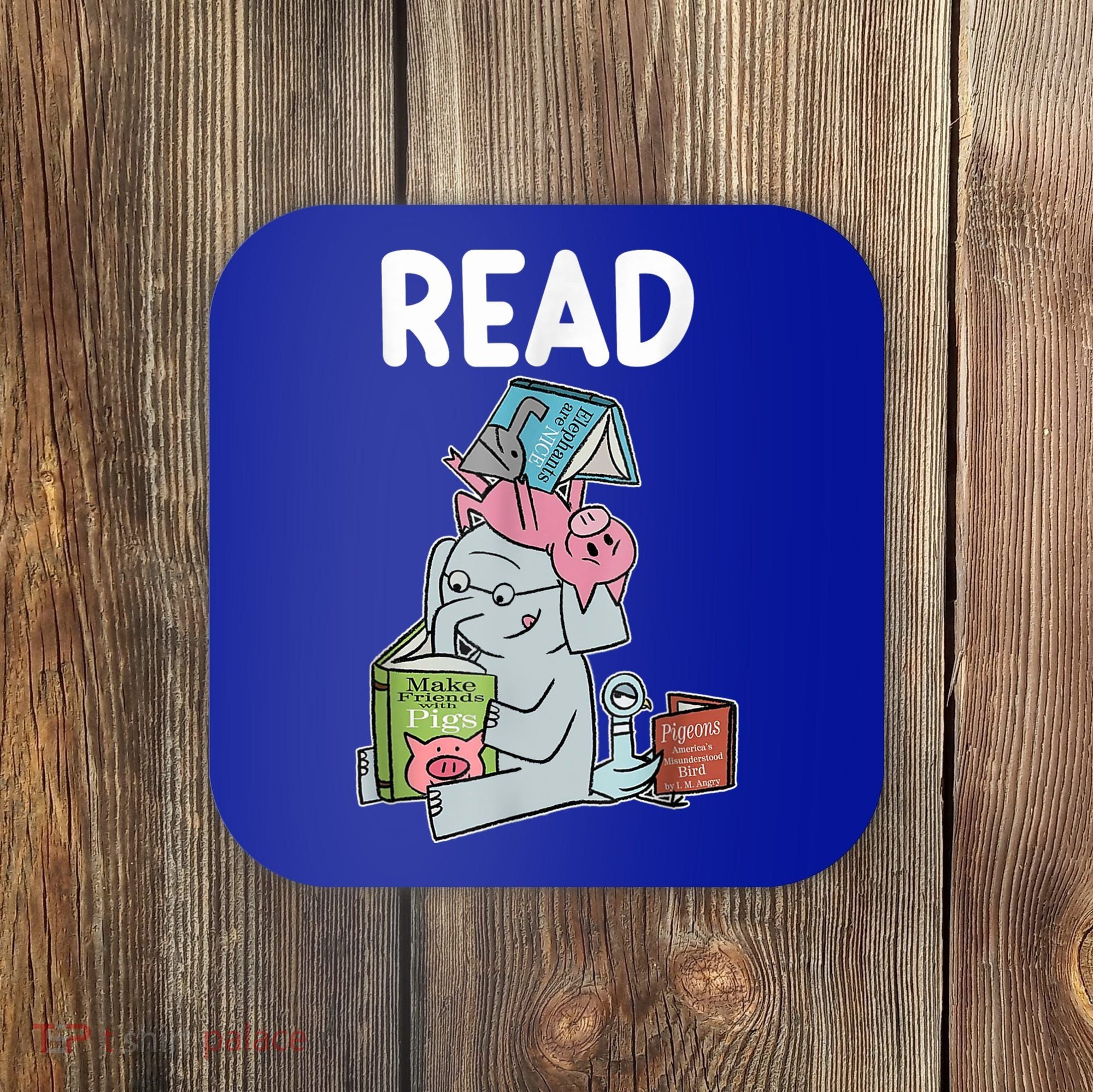 Funny Teacher Library Read Book Club Piggie Elephant Pigeons Coaster