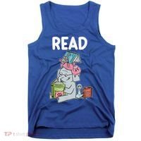 Funny Teacher Library Read Book Club Piggie Elephant Pigeons Tank Top thumb 0