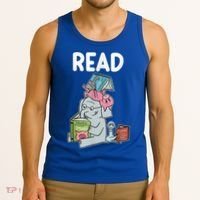 Funny Teacher Library Read Book Club Piggie Elephant Pigeons Tank Top thumb 3