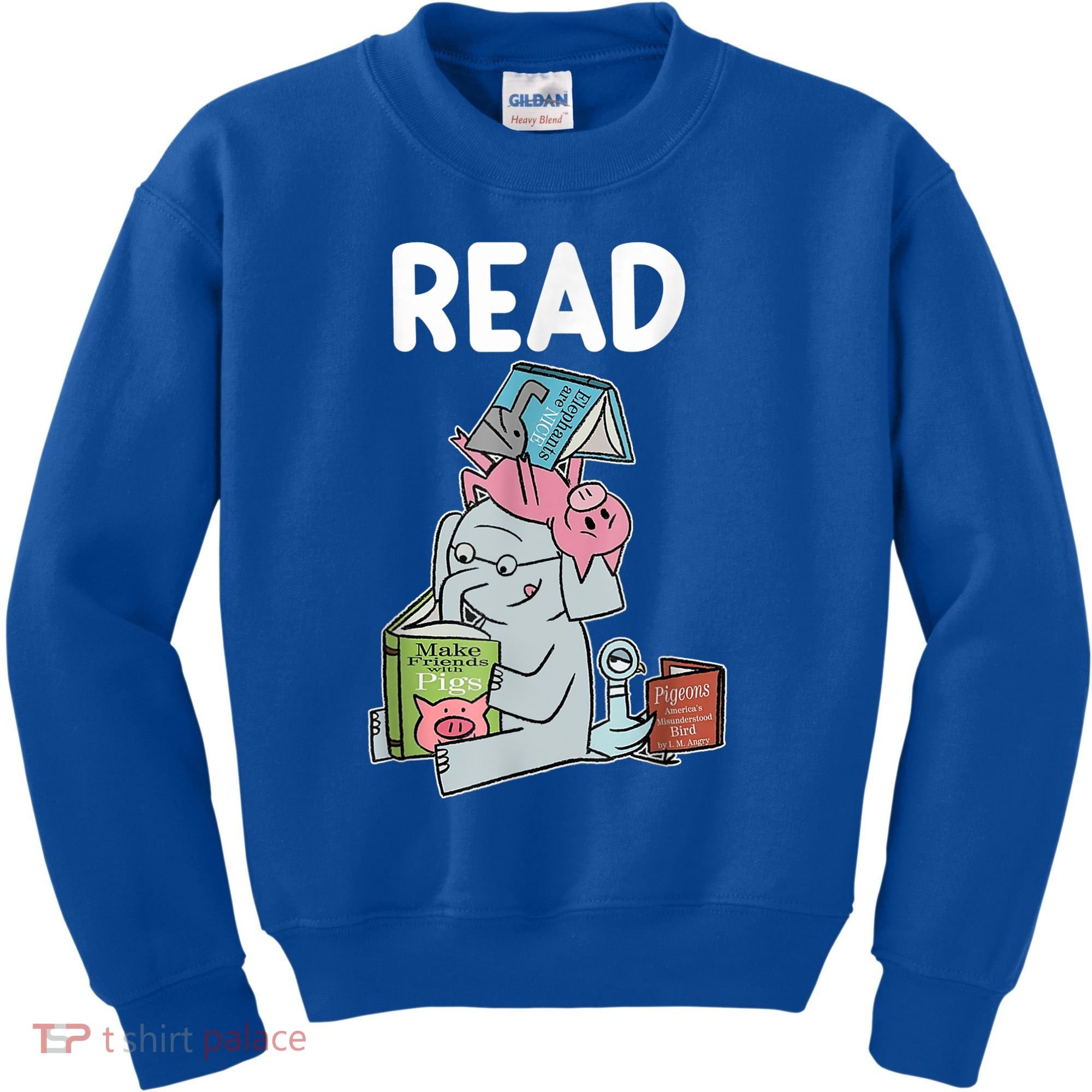 Funny Teacher Library Read Book Club Piggie Elephant Pigeons Kids Sweatshirt