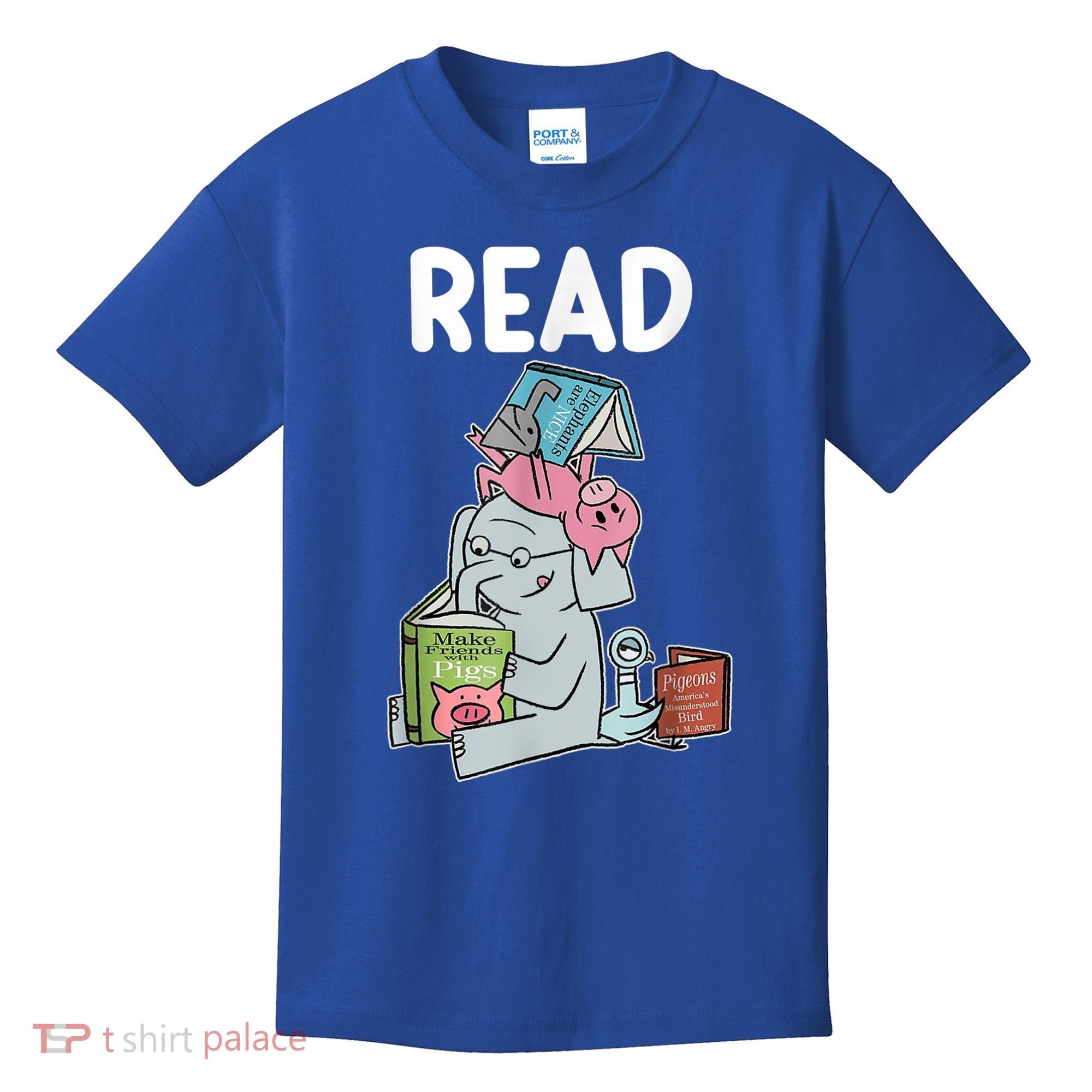 Funny Teacher Library Read Book Club Piggie Elephant Pigeons Kids T-Shirt