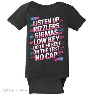 Funny Testing Listen Up Rizzlers Test Day 5th Grade Baby Bodysuit