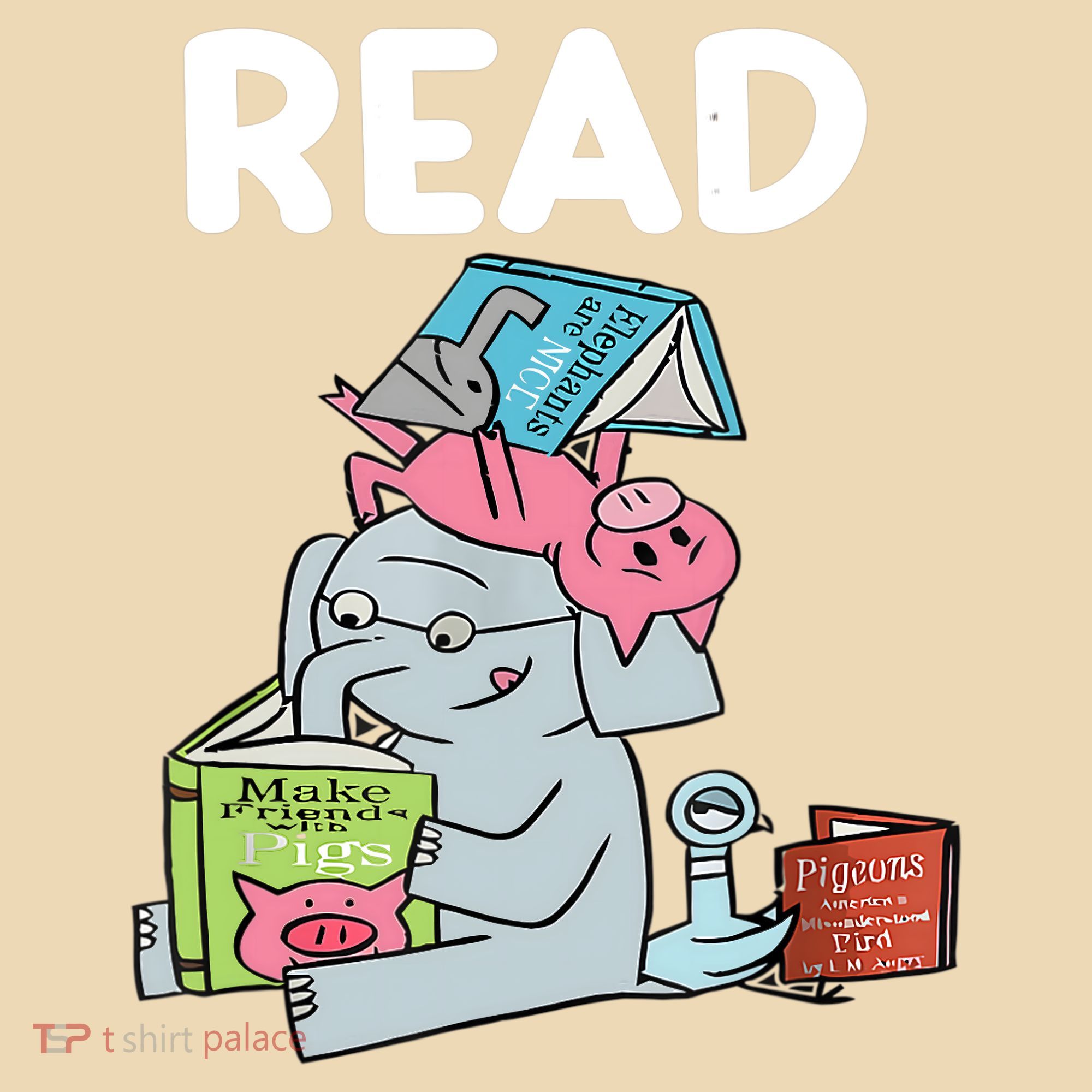 Funny Teacher Library Read Book Club Piggie Elephant Pigeons Tote Bag