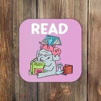 Funny Teacher Library Read Book Club Piggie Elephant Pigeons Coaster thumb 0