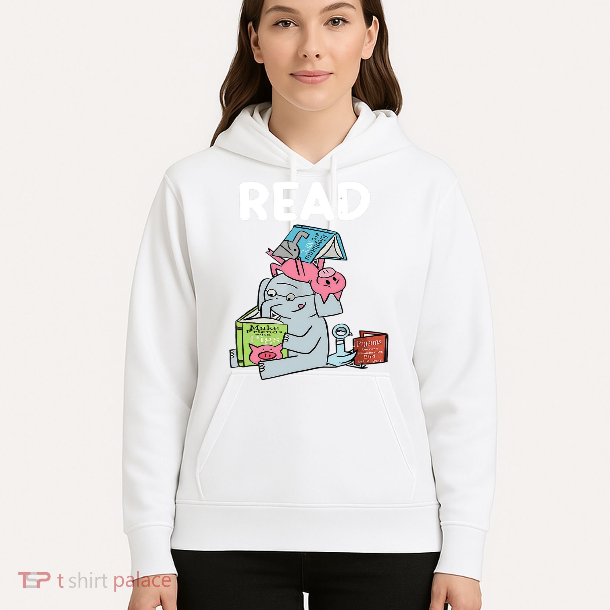 Funny Teacher Library Read Book Club Piggie Elephant Pigeons Hoodie
