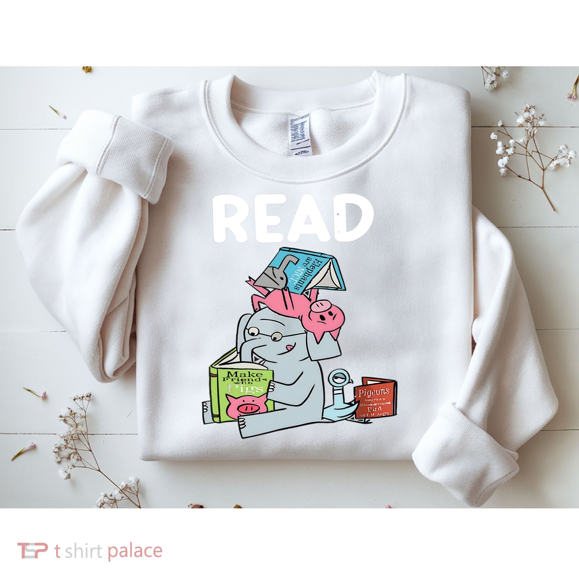 Funny Teacher Library Read Book Club Piggie Elephant Pigeons Sweatshirt