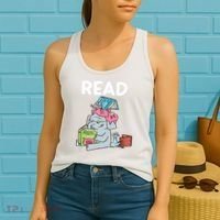 Funny Teacher Library Read Book Club Piggie Elephant Pigeons Women's Tank Top thumb 2