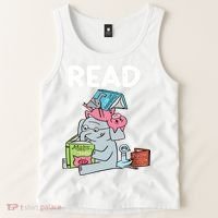 Funny Teacher Library Read Book Club Piggie Elephant Pigeons Tank Top thumb 2